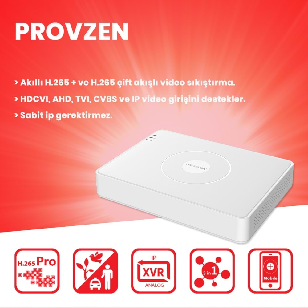 PROVZEN HİKVİSİON 9 KAMERALI COLORVU HİBRİT GÜVENLİK KAMERASI