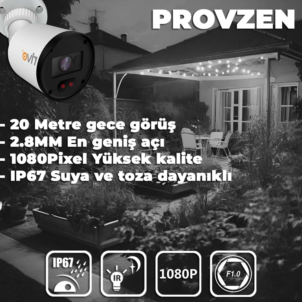 PROVZEN RİVO 3 KAMERALI GÜVENLİK KAMERASI GENİŞ AÇI GECE GÖRÜŞ