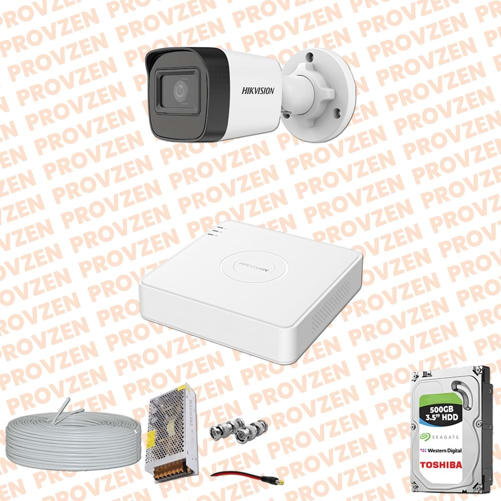 PROVZEN HİKVİSİON 1 KAMERA FULLHD GÜVENLİK KAMERASI SET 500GB HDD