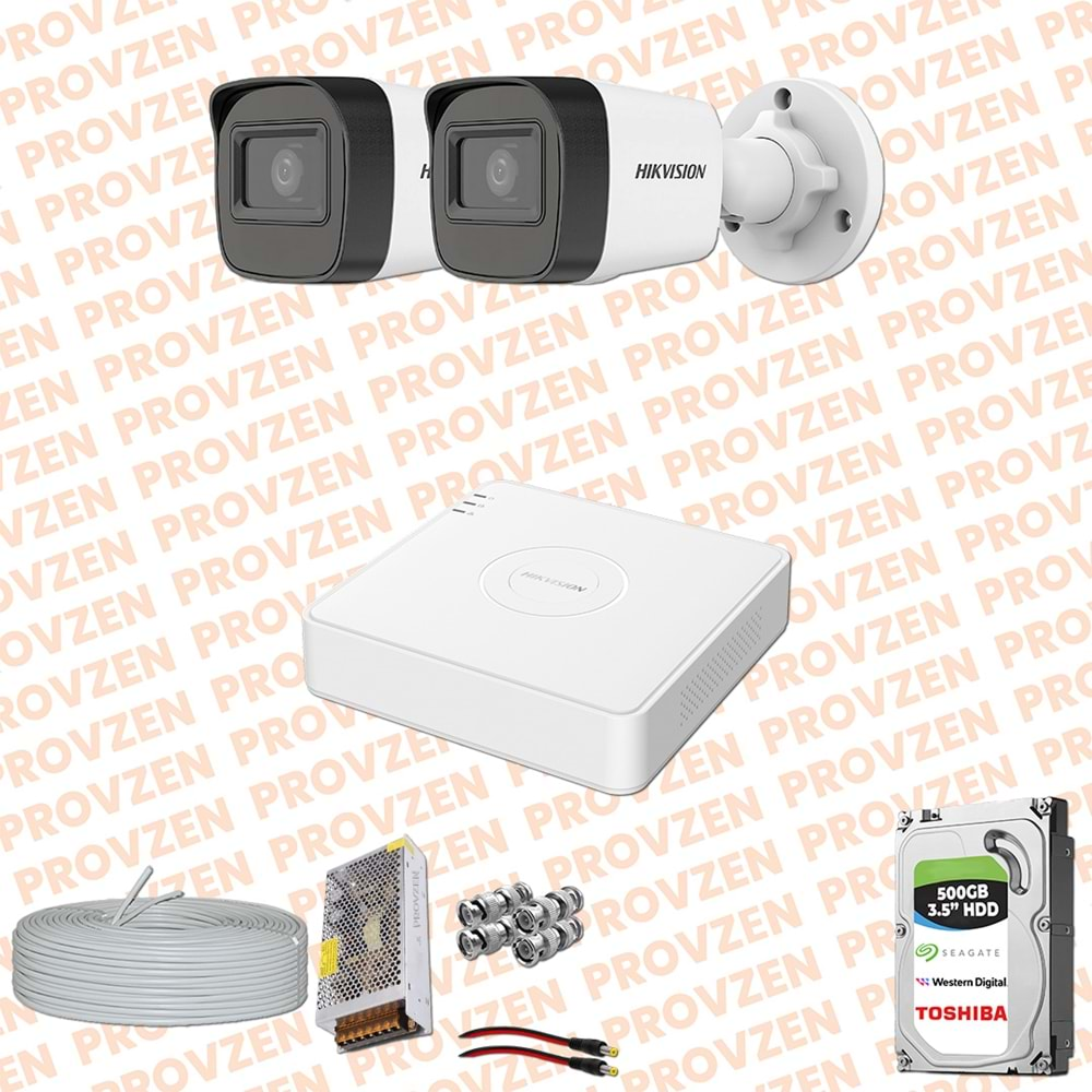 PROVZEN HİKVİSİON 2 KAMERA FULLHD GÜVENLİK KAMERASI SET 500GB HDD