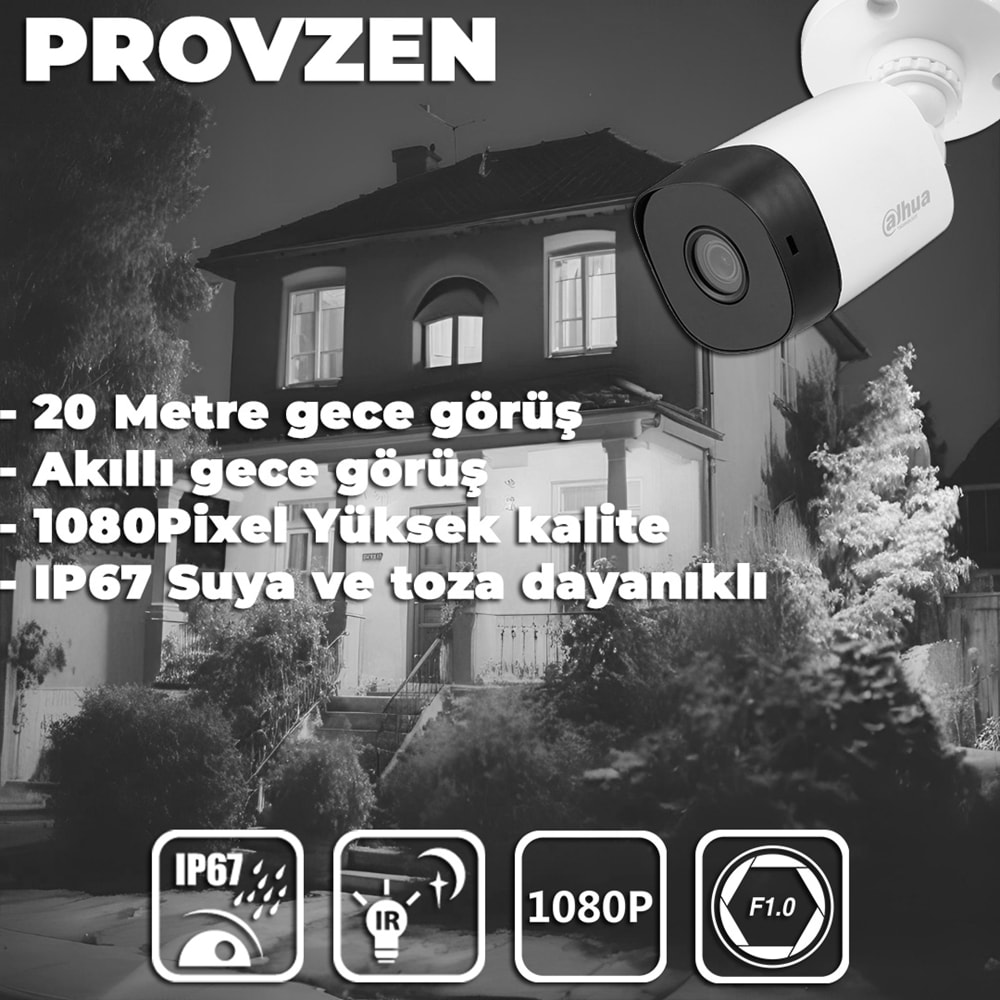 PROVZEN DAHUA 7 KAMERA FULLHD GÜVENLİK KAMERASI SET 1TB HDD