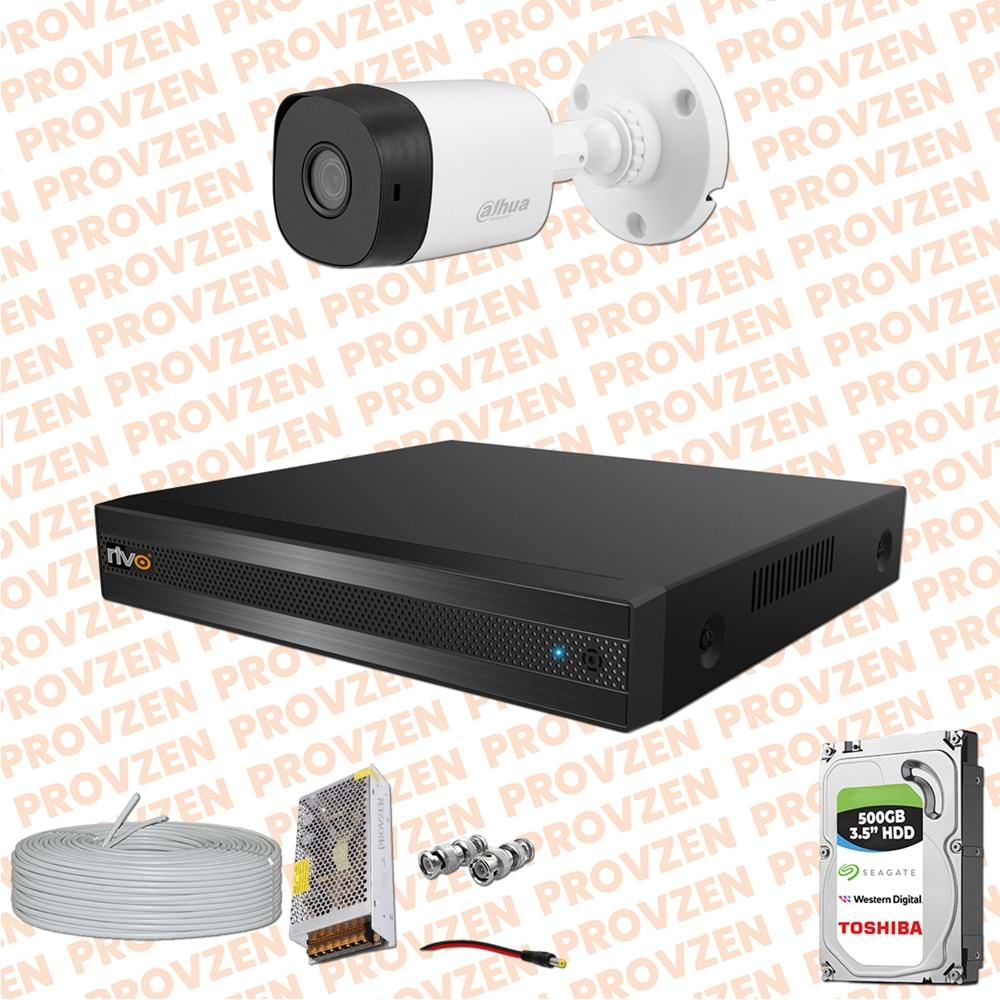 PROVZEN RV DAHUA 1 KAMERA FULLHD GÜVENLİK KAMERASI SET 500GB HDD