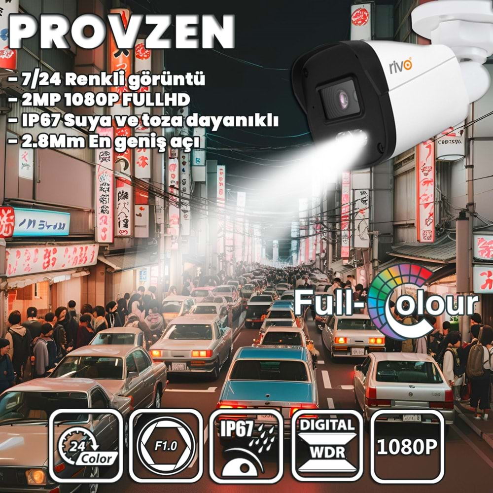 PROVZEN RİVO 10 KAMERALI COLORVU VE SES KAYITLI GÜVENLİK KAMERASI