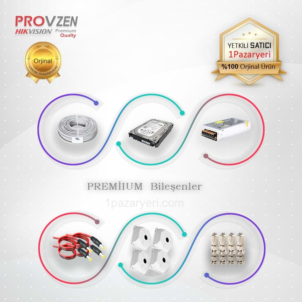 PROVZEN PREMİUM HİKVİSİON 4 KAMERALI GÜVENLİK KAMERA SETİ 500GB