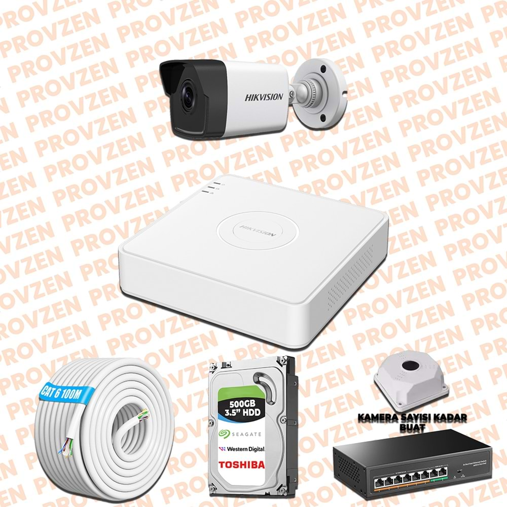 PROVZEN HIKVISION 1 KAMERALI İP KAMERA SETİ 1080P MİKROFONLU