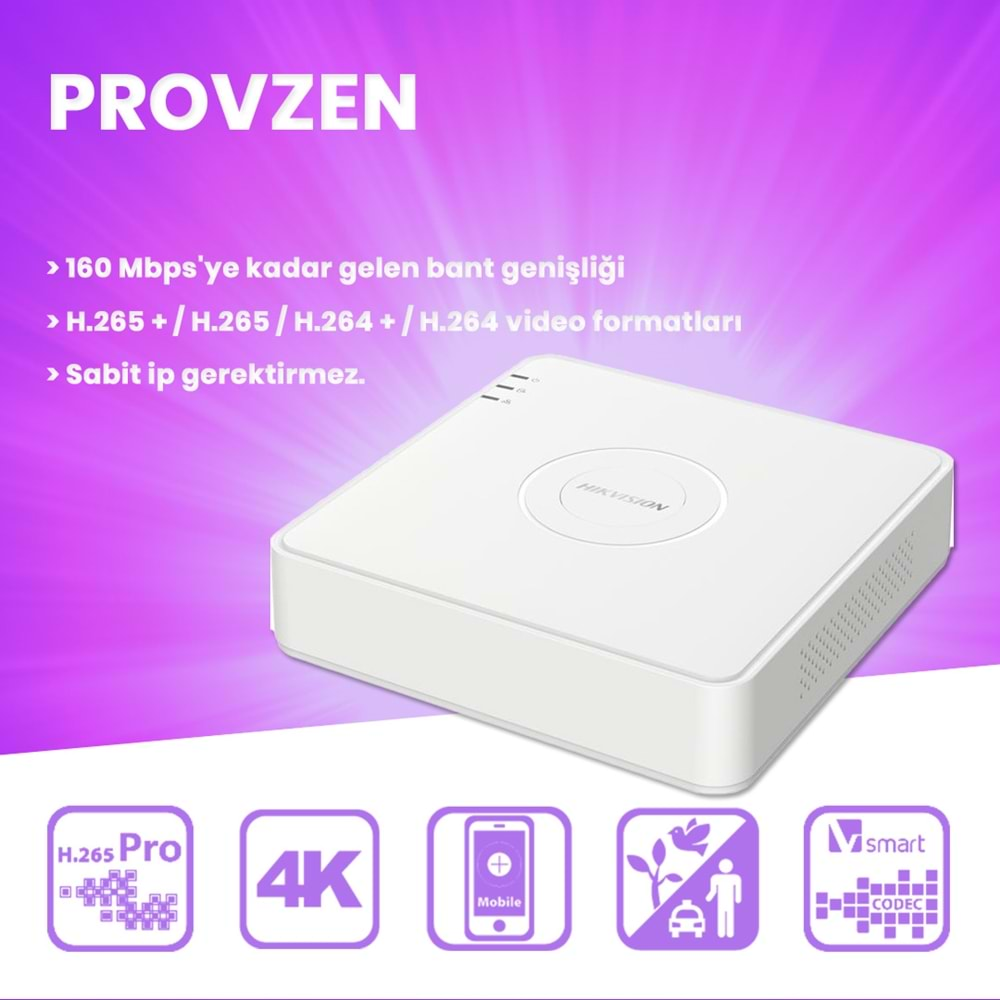 PROVZEN HIKVISION 6 KAMERALI İP KAMERA SETİ 1080P MİKROFONLU