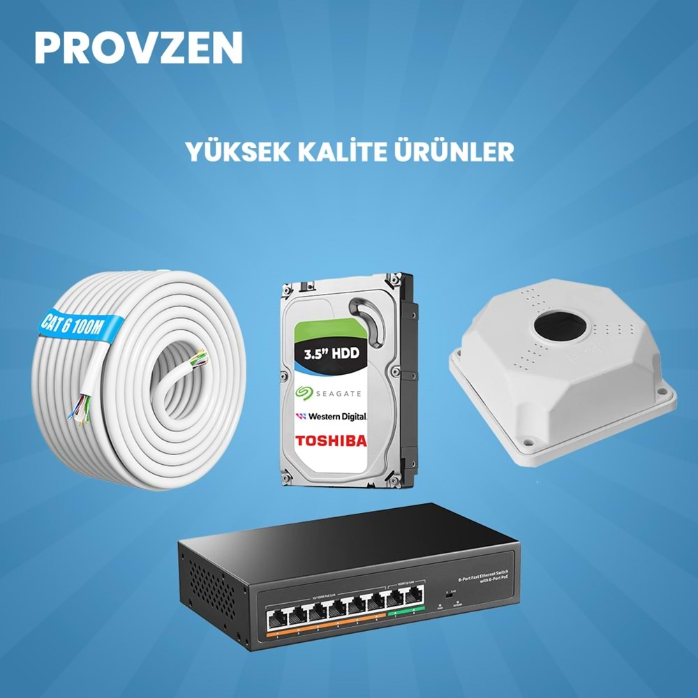 PROVZEN HIKVISION 13 KAMERALI İP KAMERA SETİ 1080P MİKROFONLU