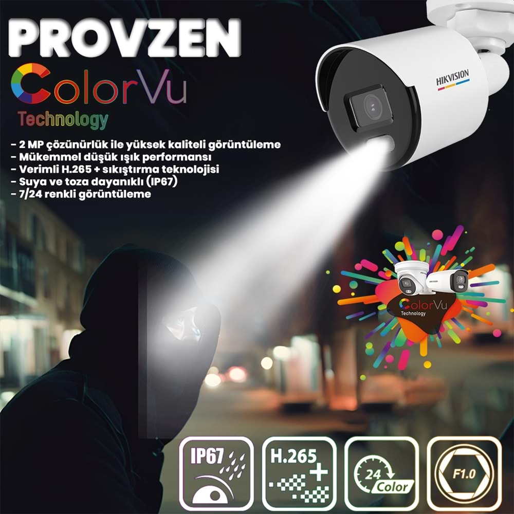 PROVZEN HIKVISION 16 KAMERA İP SET 7/24 RENKLİ COLORVU MİKROFONLU