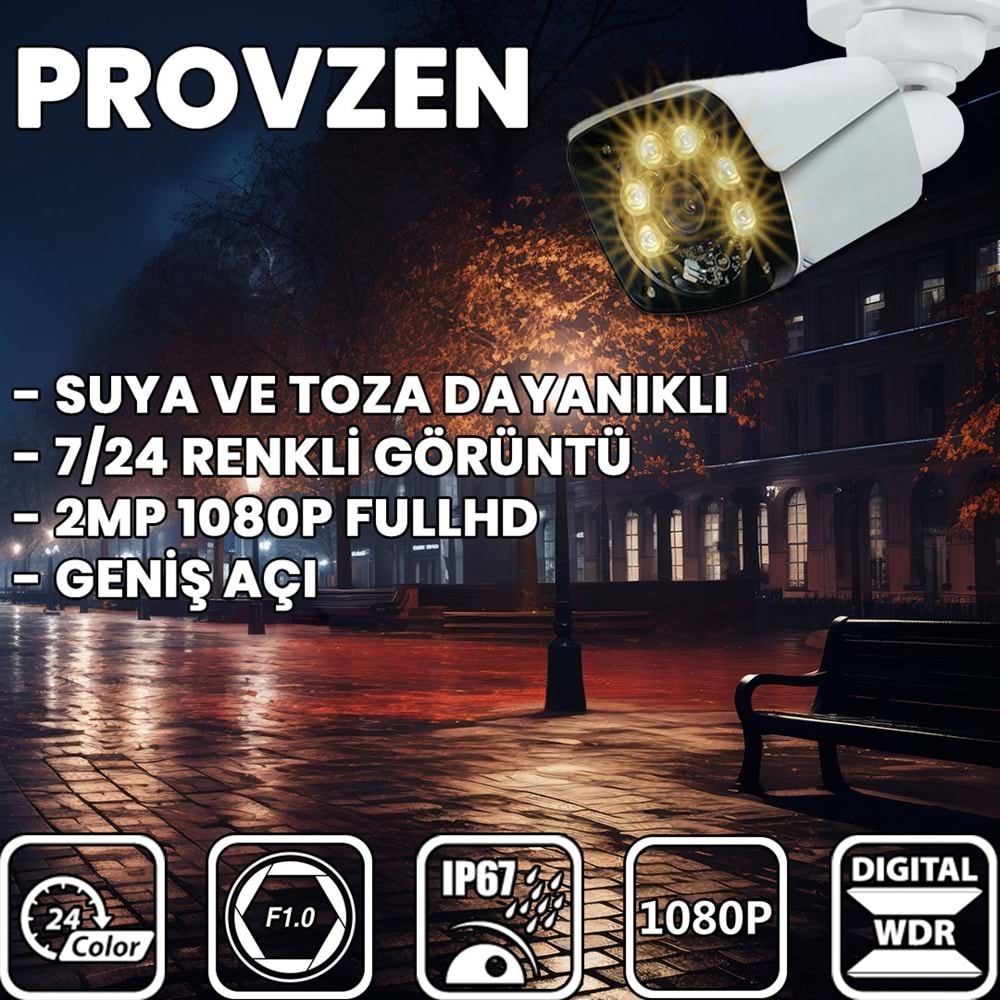 PROVZEN 14 KAMERALI 5MP LENSLİ 1080P FULLHD GECE GÖRÜŞ RENKLİ SET