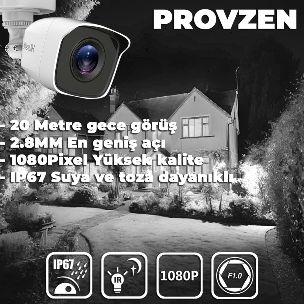 PROVZEN RV HİLOOK GÜVENLİK KAMERASI SETİ 3 KAMERA GENİŞ AÇI