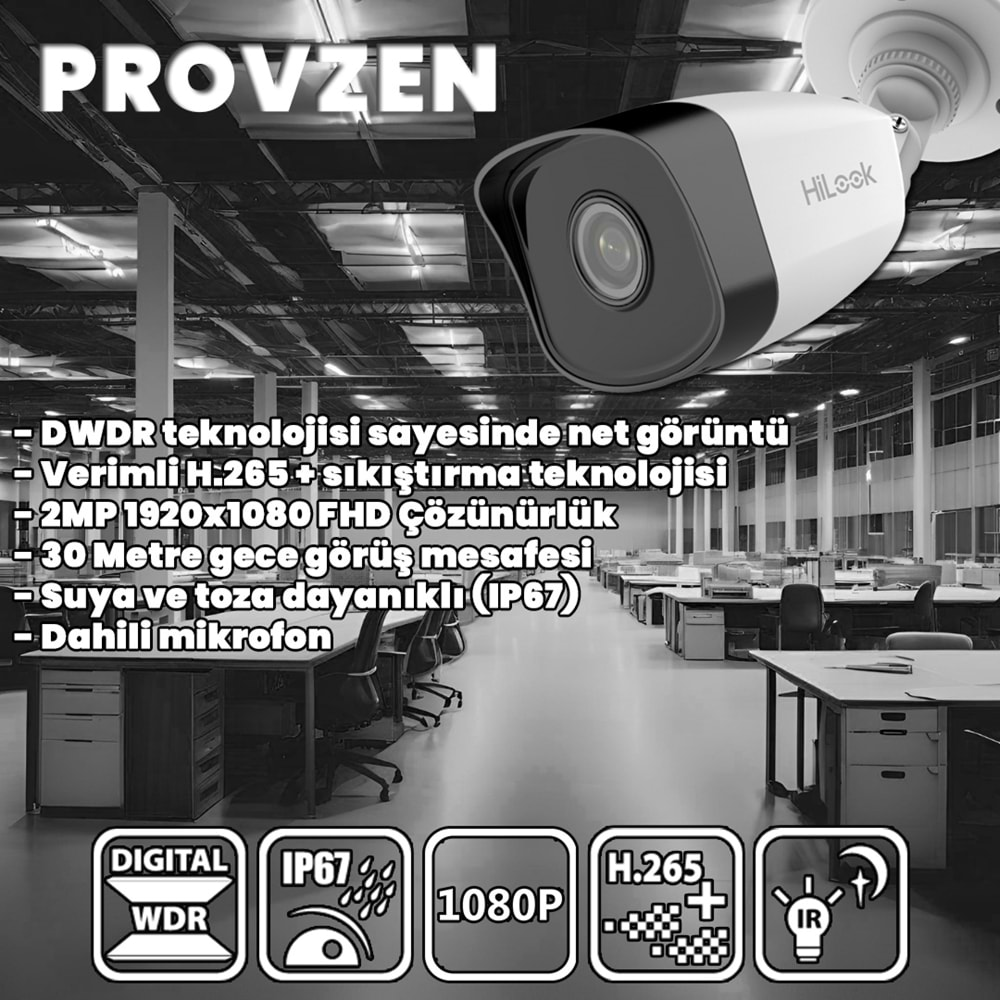 PROVZEN HİLOOK İP KAMERA SETİ 1080P FULLHD 8 GÜVENLİK KAMERASI