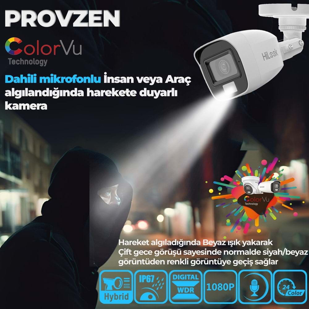 PROVZEN HİLOOK GÜVENLİK KAMERASI SETİ DAH-MİK COLORVU 1 KAMERA