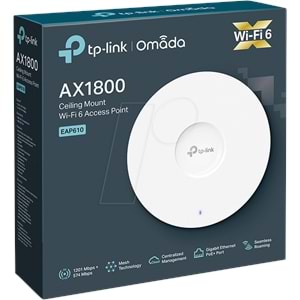 TP-LINK EAP610 1 PORT AX1800 1201MBPS 2.4GHz / 5GHz 2x5dBI TAVAN TIPI POE ACCES POINT