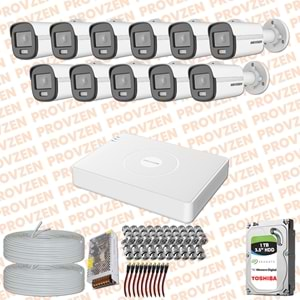 PROVZEN HIKVISION COLORVU GECE RENKLİ 11 KAMERALI SET 1TB HDD