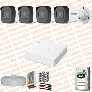 PROVZEN HİKVİSİON 4 KAMERA FULLHD GÜVENLİK KAMERASI SET 500GB HDD