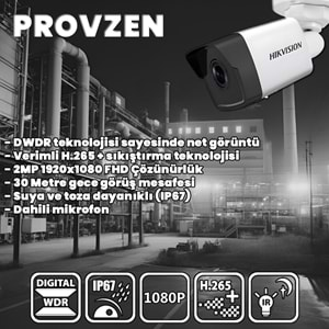 PROVZEN HIKVISION 3 KAMERALI İP KAMERA SETİ 1080P MİKROFONLU