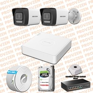 PROVZEN HIKVISION İP 2 KAMERALI SET 1080P COLORVU MİKROFONLU