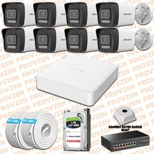 PROVZEN HIKVISION İP 8 KAMERALI SET 1080P COLORVU MİKROFONLU