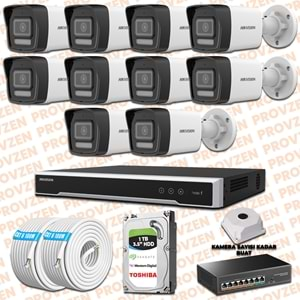 PROVZEN HIKVISION İP 10 KAMERALI SET 1080P COLORVU MİKROFONLU