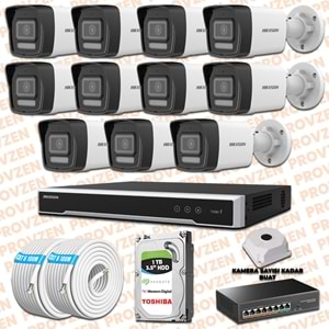 PROVZEN HIKVISION İP 11 KAMERALI SET 1080P COLORVU MİKROFONLU