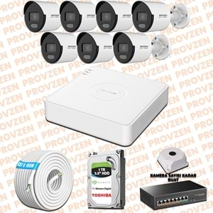 PROVZEN HIKVISION 7 KAMERA İP SET 7/24 RENKLİ COLORVU MİKROFONLU