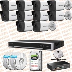 PROVZEN HIKVISION 10 KAMERALI İP KAMERA SETİ 4MP 1440P MİKROFONLU