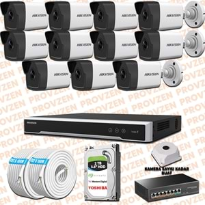 PROVZEN HIKVISION 11 KAMERALI İP KAMERA SETİ 4MP 1440P MİKROFONLU