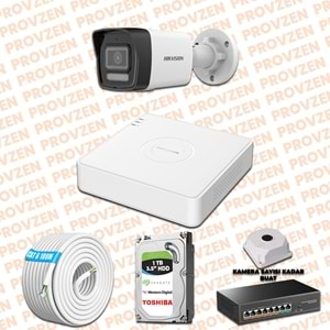 PROVZEN HIKVISION 1 İP KAMERALI 4MP HİBRİT COLORVU KAMERA SETİ