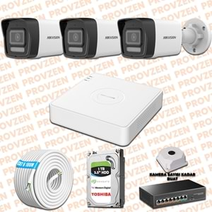 PROVZEN HIKVISION 3 İP KAMERALI 4MP HİBRİT COLORVU KAMERA SETİ