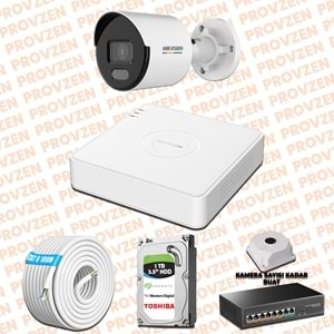 PROVZEN HIKVISION 1 İP KAMERALI 4MP COLORVU DAHİLİ MİKROFON SET