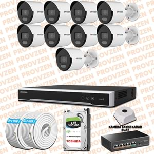 PROVZEN HIKVISION 9 İP KAMERALI 4MP COLORVU DAHİLİ MİKROFON SET