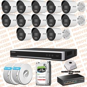 PROVZEN HIKVISION 13 İP KAMERALI 4MP COLORVU DAHİLİ MİKROFON SET