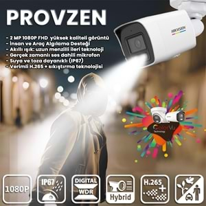 PROVZEN HIKVISION 2 İP KAMERALI COLORVU HİBRİT GÜVENLİK KAMERASI