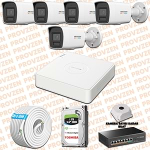 PROVZEN HIKVISION 5 İP KAMERALI COLORVU HİBRİT GÜVENLİK KAMERASI