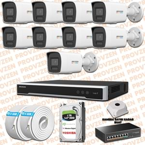 PROVZEN HIKVISION 9 İP KAMERALI COLORVU HİBRİT GÜVENLİK KAMERASI