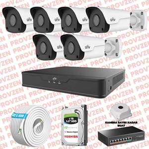 PROVZEN UNV İP GÜVENLİK KAMERASI SETİ 6 KAMERA FULLHD İP SET