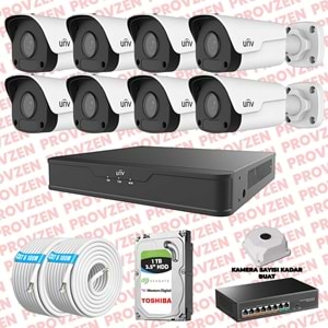 PROVZEN UNV İP GÜVENLİK KAMERASI SETİ 8 KAMERA FULLHD İP SET