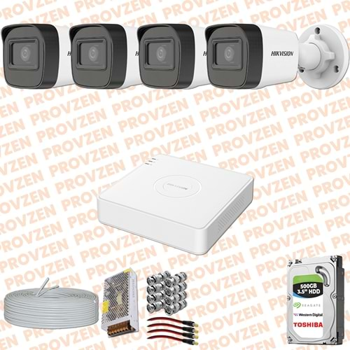 PROVZEN HİKVİSİON 4 KAMERA FULLHD GÜVENLİK KAMERASI SET 500GB HDD