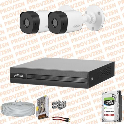 PROVZEN DAHUA 2 KAMERA FULLHD GÜVENLİK KAMERASI SET 500GB HDD