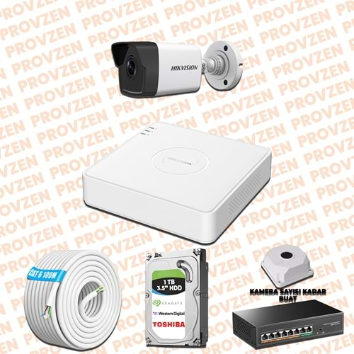 PROVZEN HIKVISION 1 KAMERALI İP KAMERA SETİ 4MP 1440P MİKROFONLU