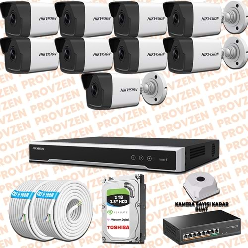 PROVZEN HIKVISION 9 KAMERALI İP KAMERA SETİ 4MP 1440P MİKROFONLU