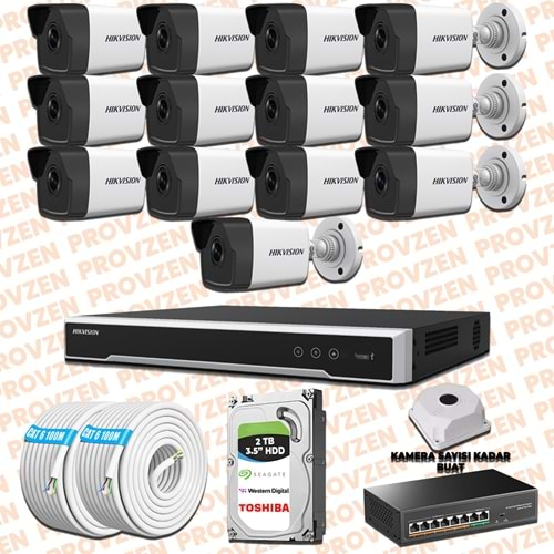 PROVZEN HIKVISION 13 KAMERALI İP KAMERA SETİ 4MP 1440P MİKROFONLU