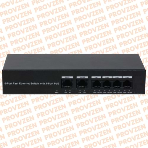 PROVZEN 4 Port POE 10/100 + 2 Port 10/100 78W PoE Switch