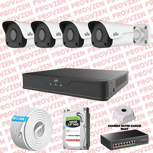 PROVZEN UNV İP GÜVENLİK KAMERASI SETİ 4 KAMERA FULLHD İP SET