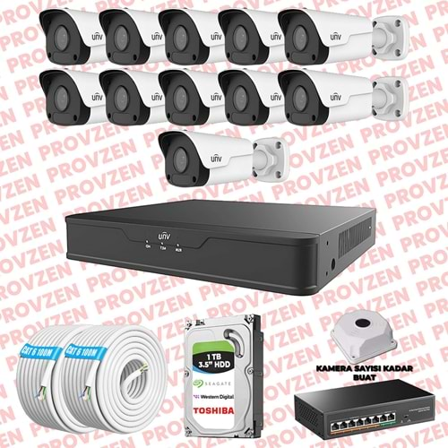 PROVZEN UNV İP GÜVENLİK KAMERASI SETİ 11 KAMERA FULLHD İP SET