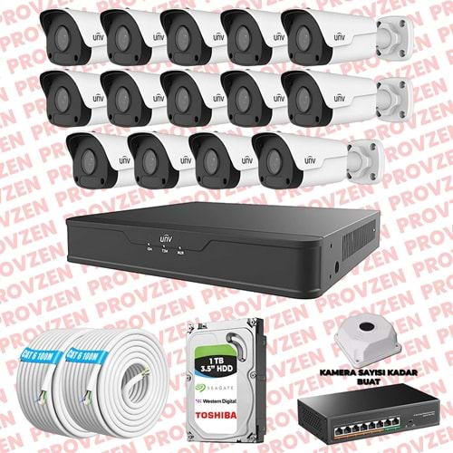 PROVZEN UNV İP GÜVENLİK KAMERASI SETİ 14 KAMERA FULLHD İP SET